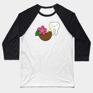 Cute Molar drinking coconut water illustration - for Dentists, Hygienists, Dental Assistants, Dental Students and anyone who loves teeth by Happimola Baseball T-Shirt